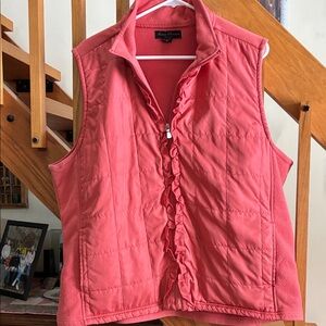 Marisa Christina  Coral Fleece  Quilted Vest with Ruffle Detail 1X